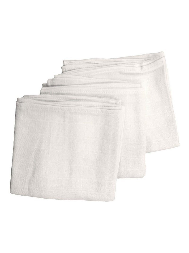 Lot de 3 langes bébé en Coton Bio - 70x70 cm - Ecru Blanc - Kiabi