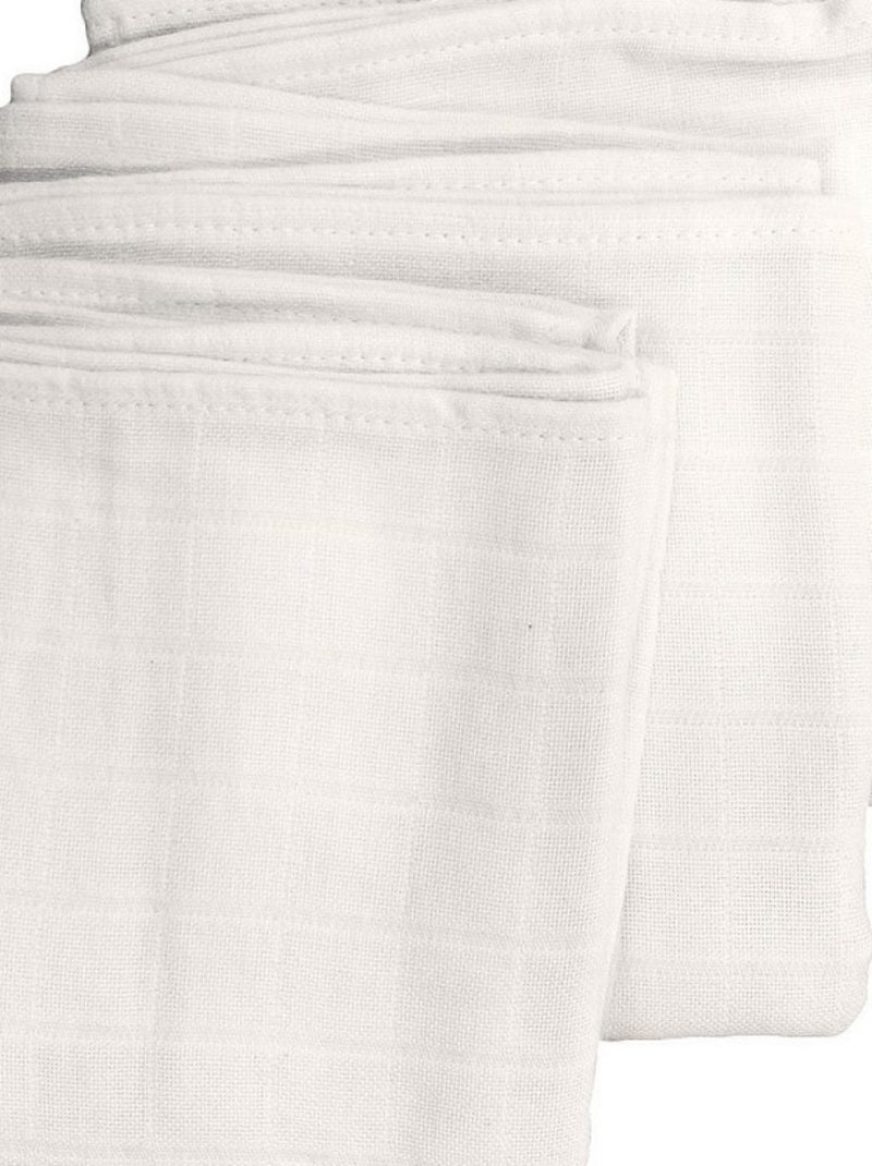 Lot de 3 langes bébé en Coton Bio - 70x70 cm - Ecru Blanc - Kiabi