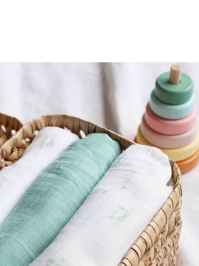 Lot De 3 Langes Bébé Motif Chats Vert - Kiabi