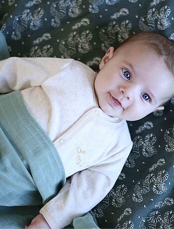 Lot de 3 langes bébé motif feuilles