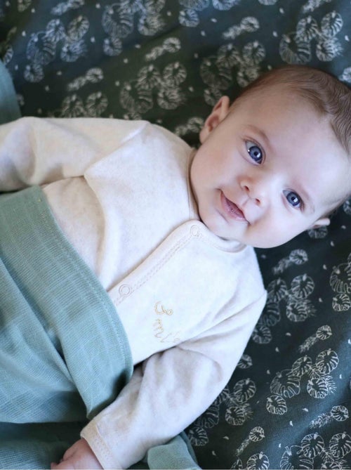 Lot de 3 langes bébé  motif feuilles - Kiabi