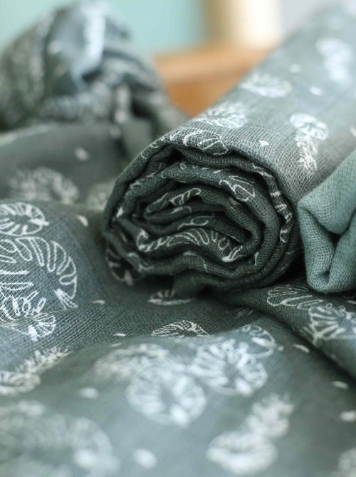 Lot de 3 langes bébé  motif feuilles - Kiabi