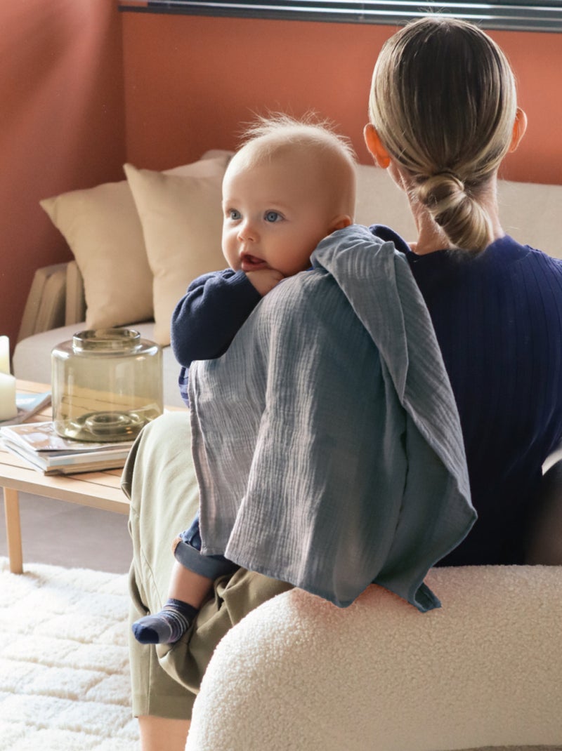 Lot de 3 langes bébé, serviettes absorbantes et respirantes - Baleine - Monsieur Bébé Bleu - Kiabi