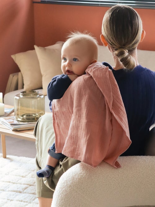 Lot de 3 langes bébé, serviettes absorbantes et respirantes - Coeur - Monsieur Bébé - Kiabi