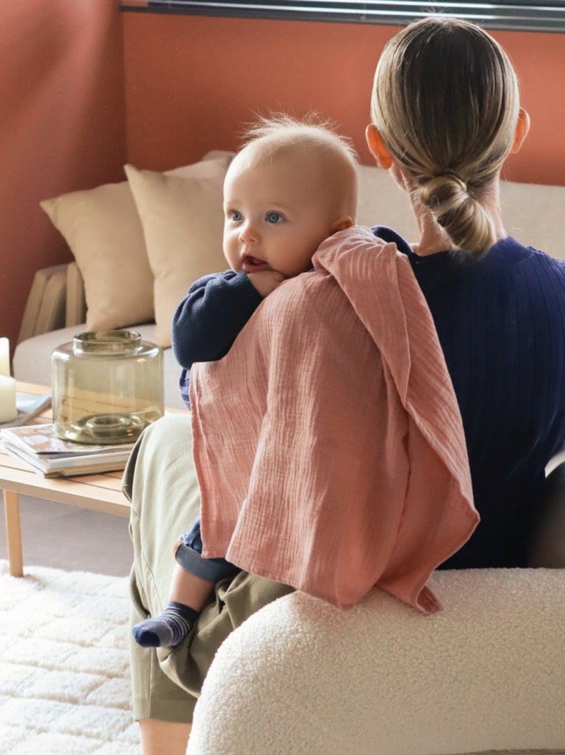 Lot de 3 langes bébé, serviettes absorbantes et respirantes - Coeur - Monsieur Bébé Beige - Kiabi