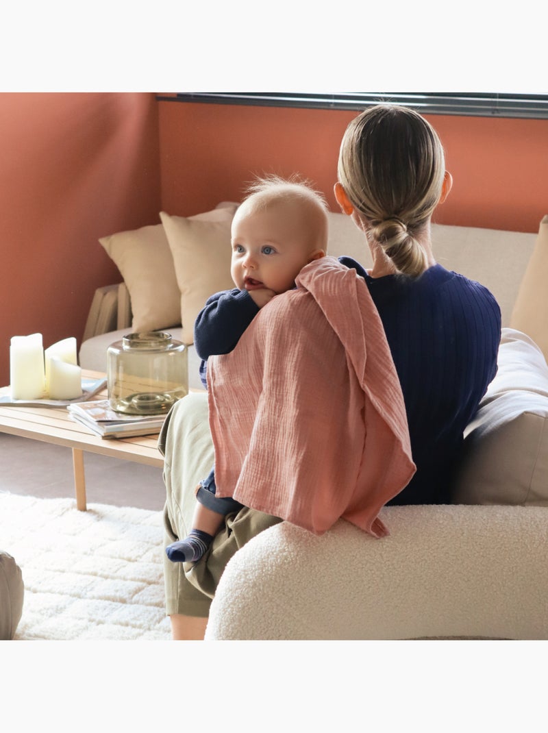 Lot de 3 langes bébé, serviettes absorbantes et respirantes - Coeur - Monsieur Bébé Rose - Kiabi