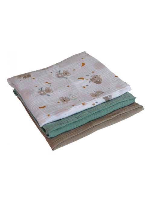 Lot de 3 langes bébé, serviettes absorbantes et respirantes - Koala - Monsieur Bébé - Kiabi