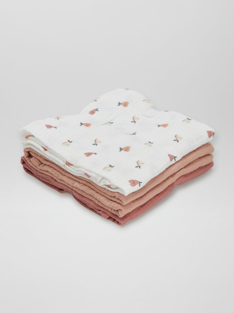 Lot de 3 langes Blanc/rouge - Kiabi