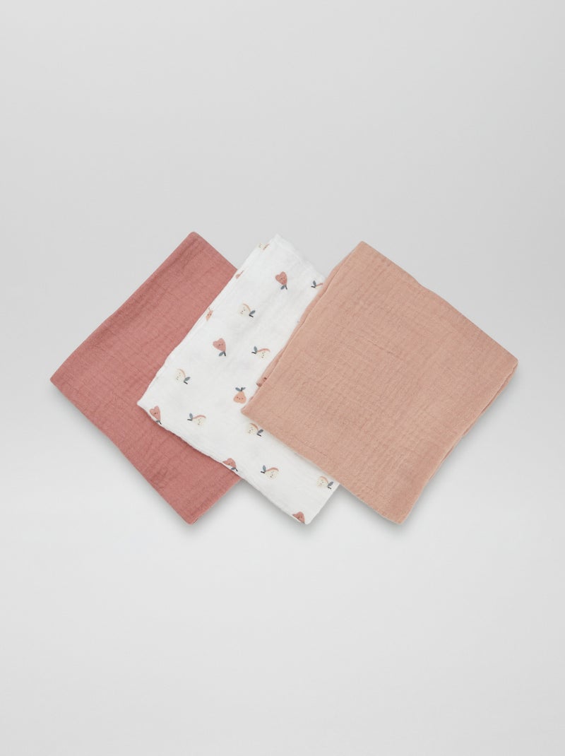 Lot de 3 langes Blanc/rouge - Kiabi