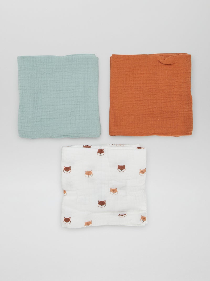 Lot de 3 langes Blanc/vert - Kiabi