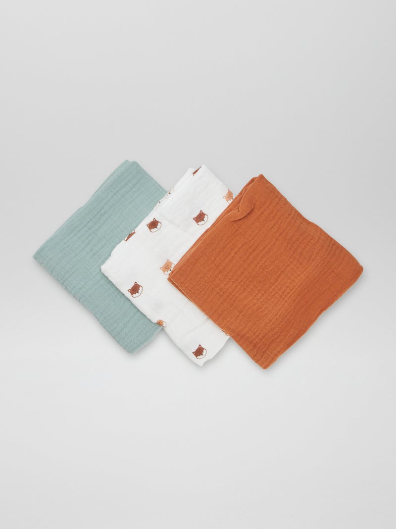 Lot de 3 langes Blanc/vert - Kiabi
