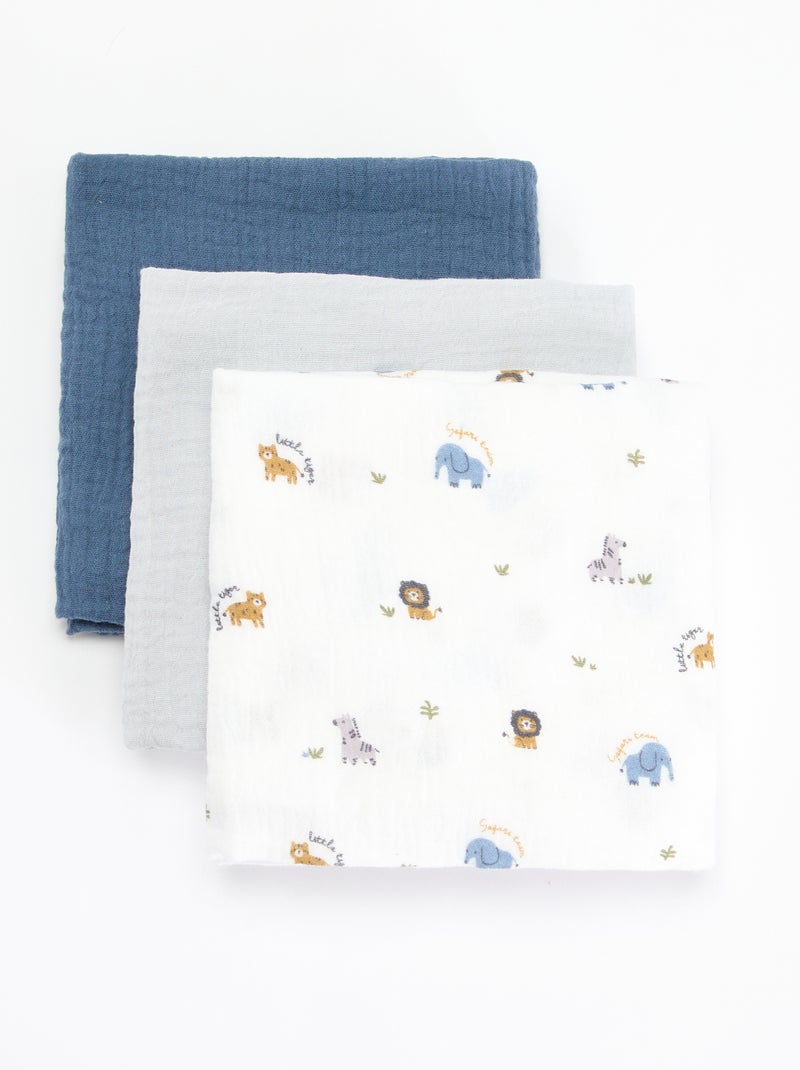 Lot de 3 langes Bleu - Kiabi