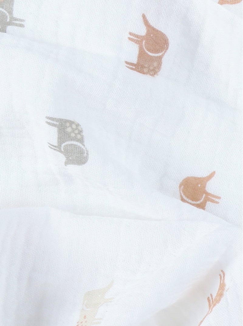 Lot de 3 langes "éléphant" en mousseline 70 x 70, Noukie's Blanc - Kiabi