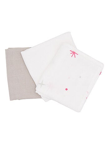 Lot de 3 langes en coton 70x70 cm Etoiles, gris, blanc - Babycalin