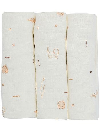 Lot de 3 langes en coton bébé