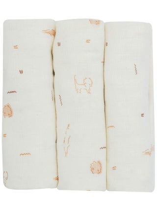Lot de 3 langes en coton bébé
