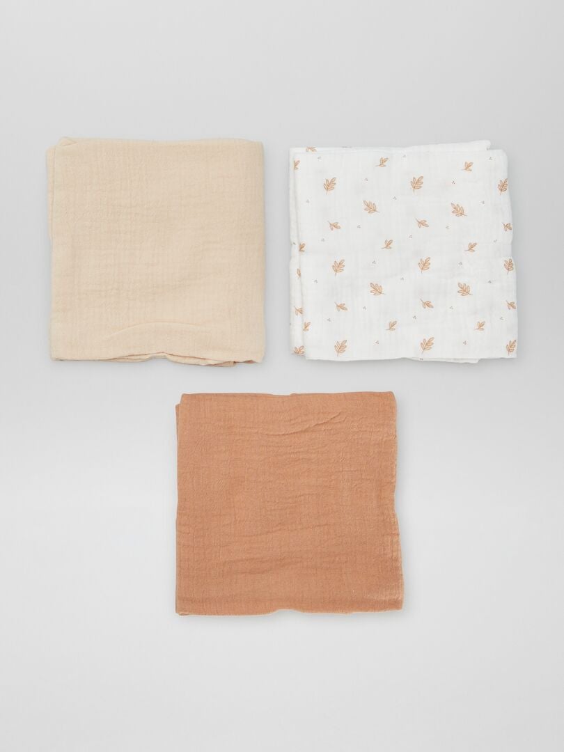 Lot De 3 Langes En Gaze De Coton - Rose - - 6.60