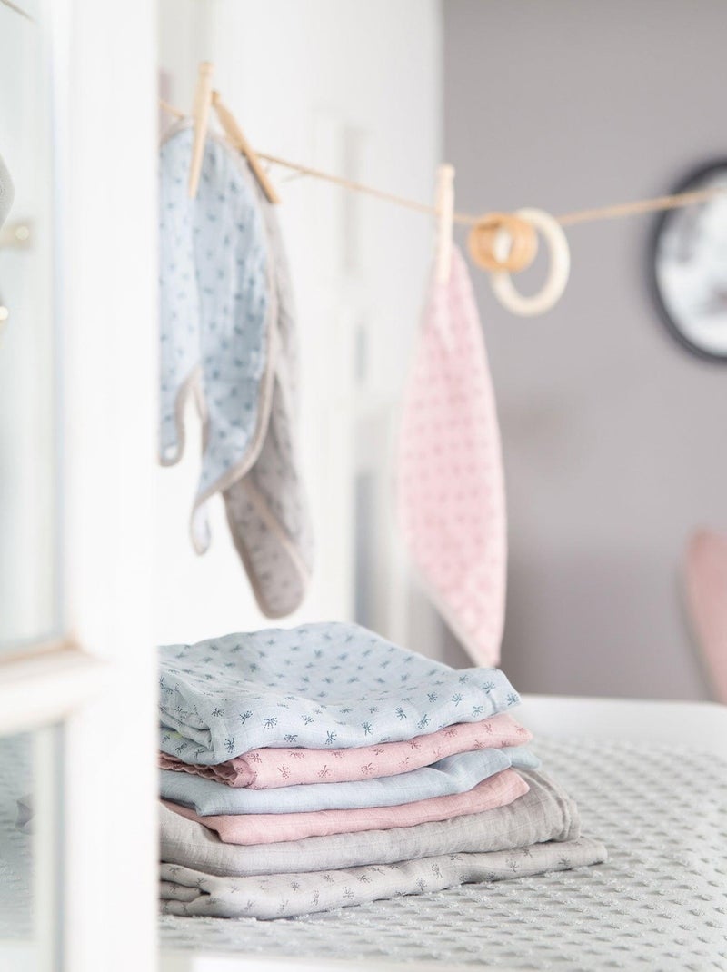 Lot de 3 langes en coton bio - ROBA 'Lil planet' Gris - Kiabi