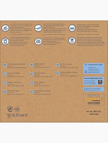 Lot de 3 langes en coton bio - ROBA 'Lil planet'