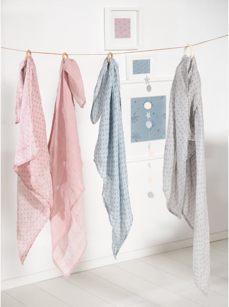 Lot de 3 langes en coton bio - ROBA 'Lil planet' Rose pastel - Kiabi