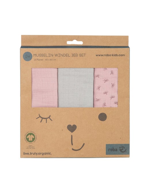 Lot de 3 langes en coton bio - ROBA 'Lil planet' - Kiabi Lot de 3 langes en coton bio - ROBA 'Lil planet' - Kiabi