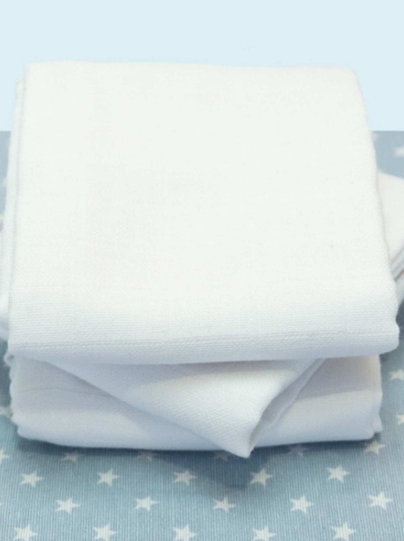 Lot de 3 langes en coton bio blanc (60 x 60 cm) Blanc - Kiabi