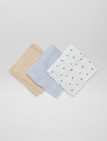 Lot de 3 langes en coton