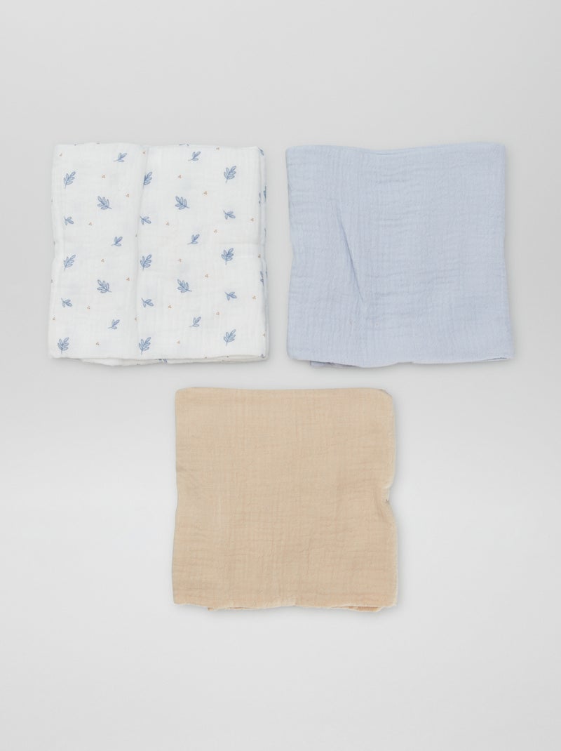 Lot de 3 langes en coton Bleu - Kiabi