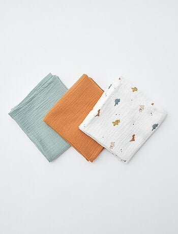 Lot de 3 langes en coton