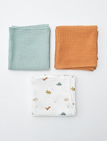 Lot de 3 langes en coton