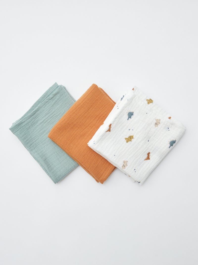 Lot de 3 langes en coton Vert - Kiabi