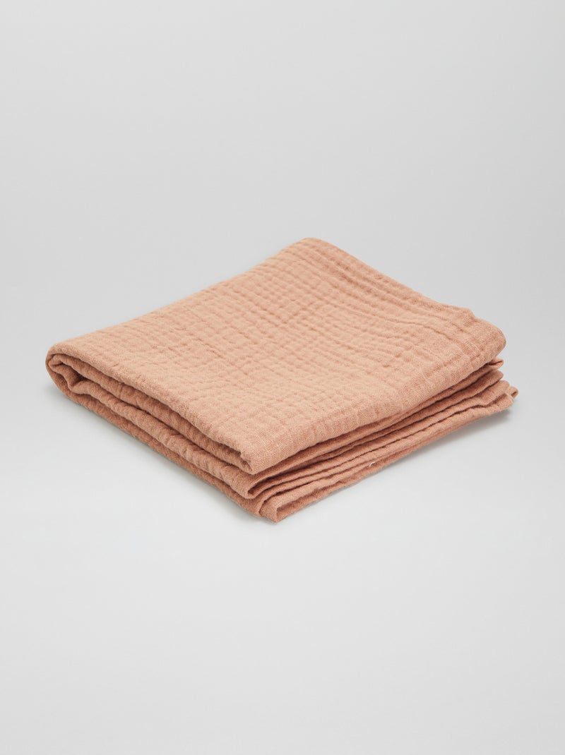 Lot de 3 langes en double gaze de coton Marron - Kiabi