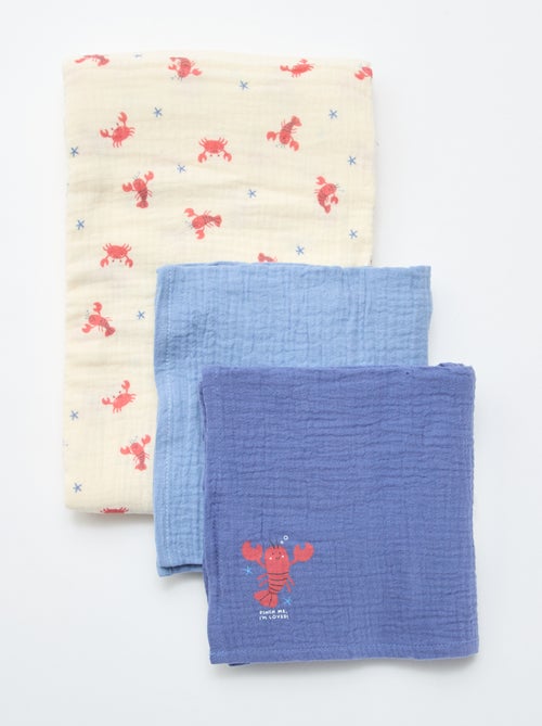 Lot de 3 langes en gaze de coton - Kiabi