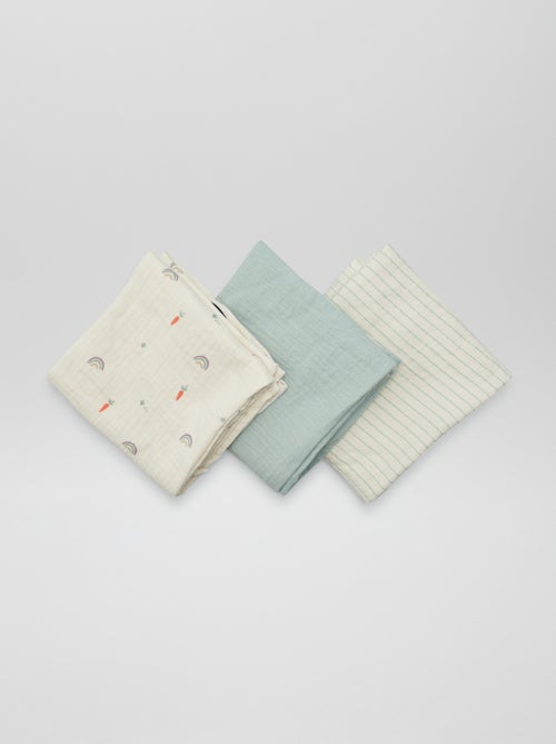 Lot de 3 langes en gaze de coton - Kiabi
