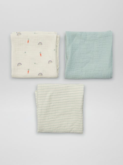 Lot de 3 langes en gaze de coton - Kiabi