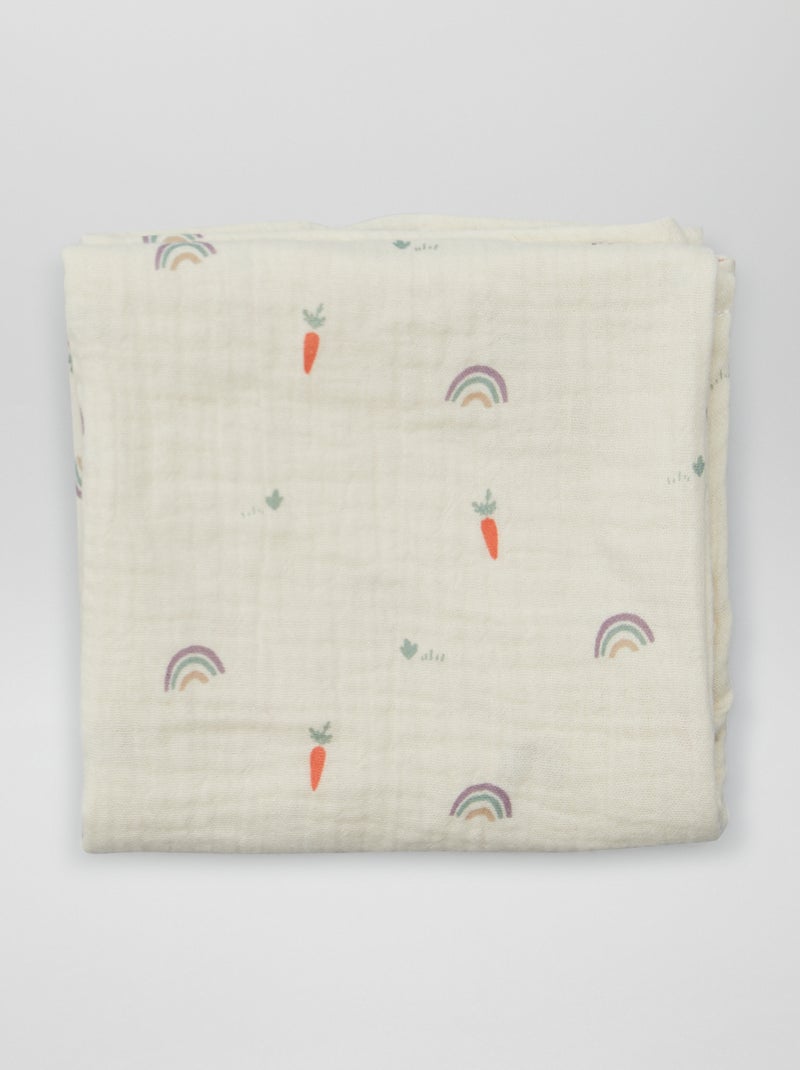 Lot de 3 langes en gaze de coton Blanc - Kiabi
