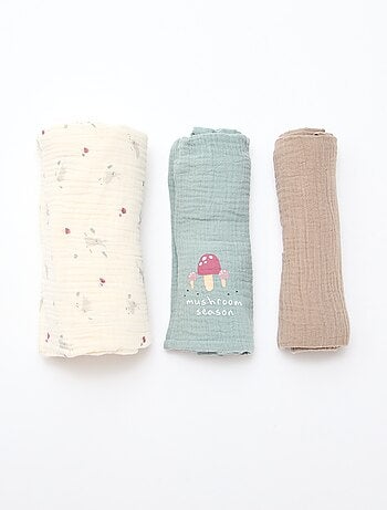 Lot de 3 langes en gaze de coton