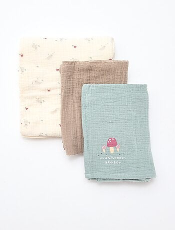 Lot de 3 langes en gaze de coton