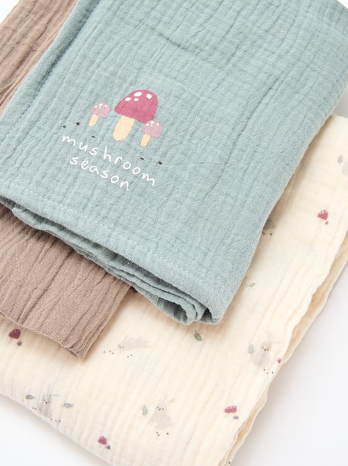 Lot de 3 langes en gaze de coton - Kiabi