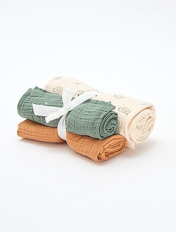 Lot de 3 langes en gaze de coton
