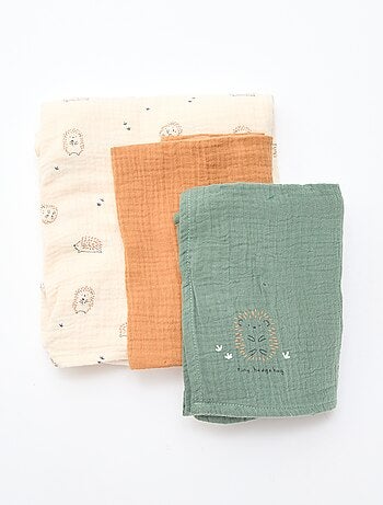 Lot de 3 langes en gaze de coton