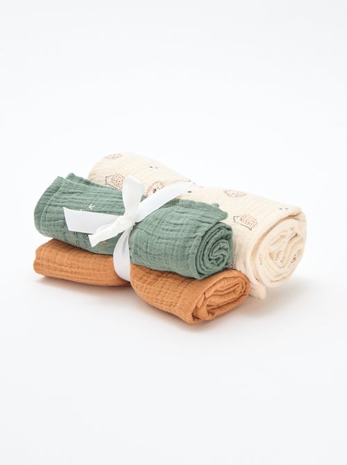 Lot de 3 langes en gaze de coton - Kiabi