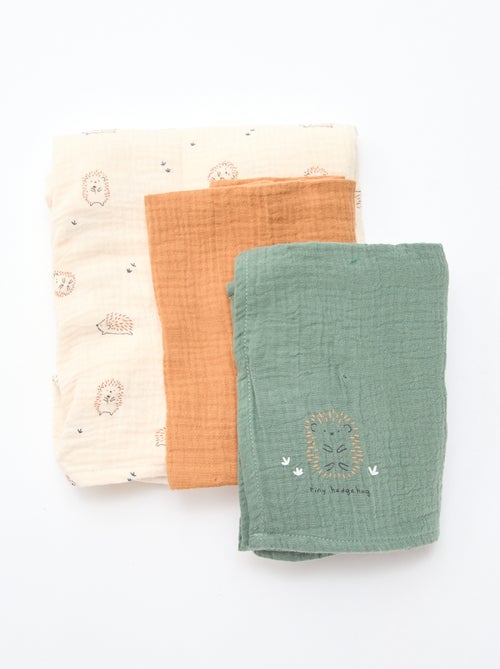 Lot de 3 langes en gaze de coton - Kiabi