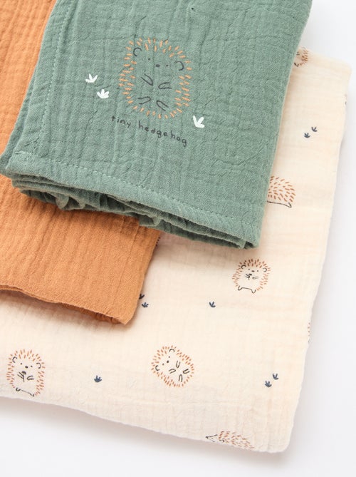 Lot de 3 langes en gaze de coton - Kiabi