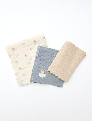 Lot de 3 langes en gaze de coton