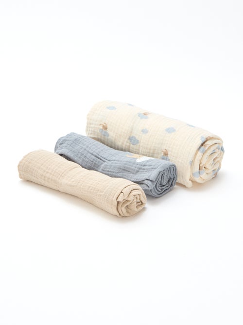 Lot de 3 langes en gaze de coton - Kiabi