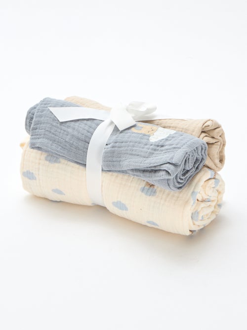 Lot de 3 langes en gaze de coton - Kiabi