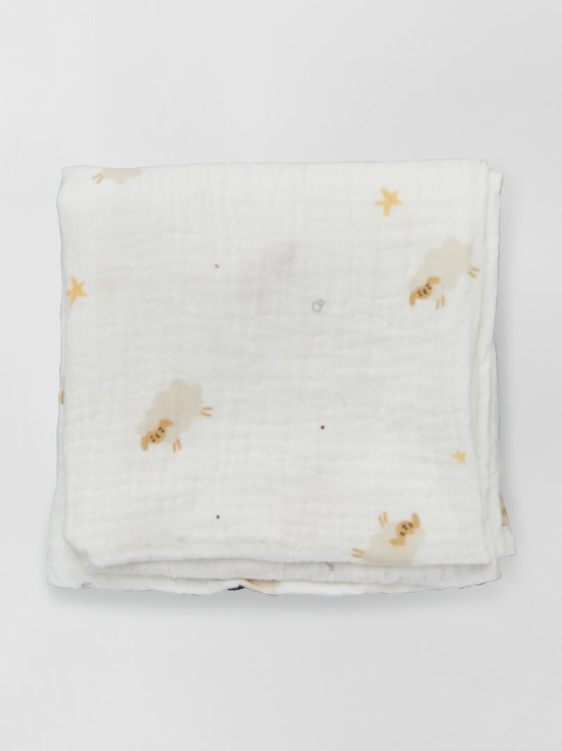 Lot de 3 langes en gaze de coton Blanc - Kiabi