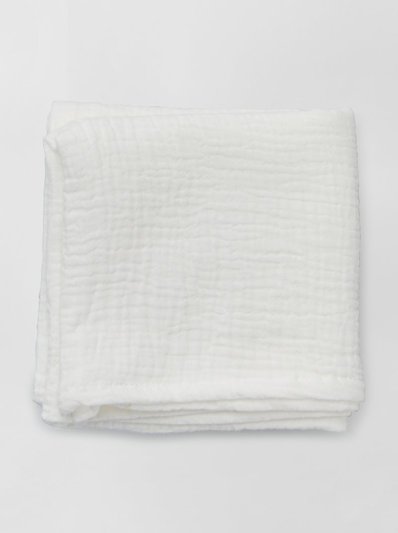 Lot de 3 langes en gaze de coton Blanc - Kiabi