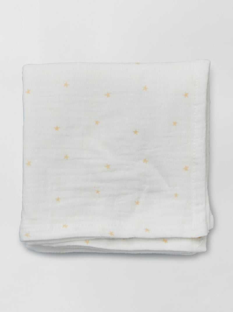 Lot de 3 langes en gaze de coton Blanc - Kiabi